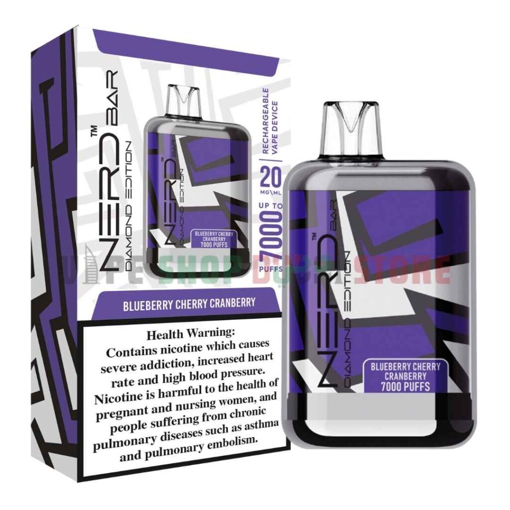 NERD Diamond 7000 Puffs Disposable Vape Blueberry Cherry Cranberry