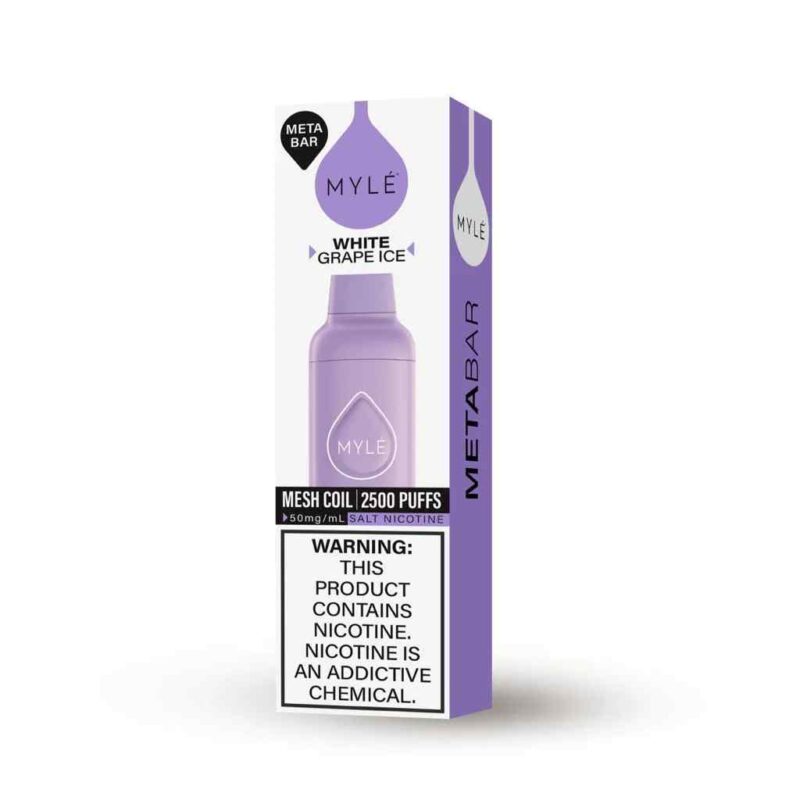 MYLE Meta Bar 2500 Puffs 5% Nicotine Disposable Vape in Dubai White Grape Ice