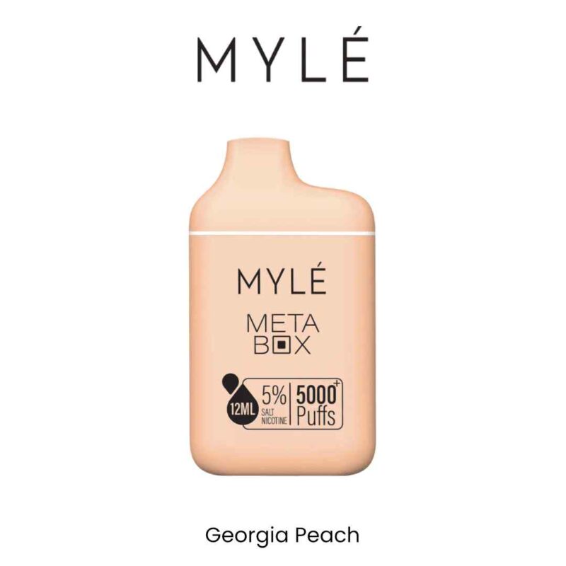 MYLE Meta Box 2% & 5% Nicotine 5000 Puffs Rechargeable Disposable Vape in Dubai Georgian Peach