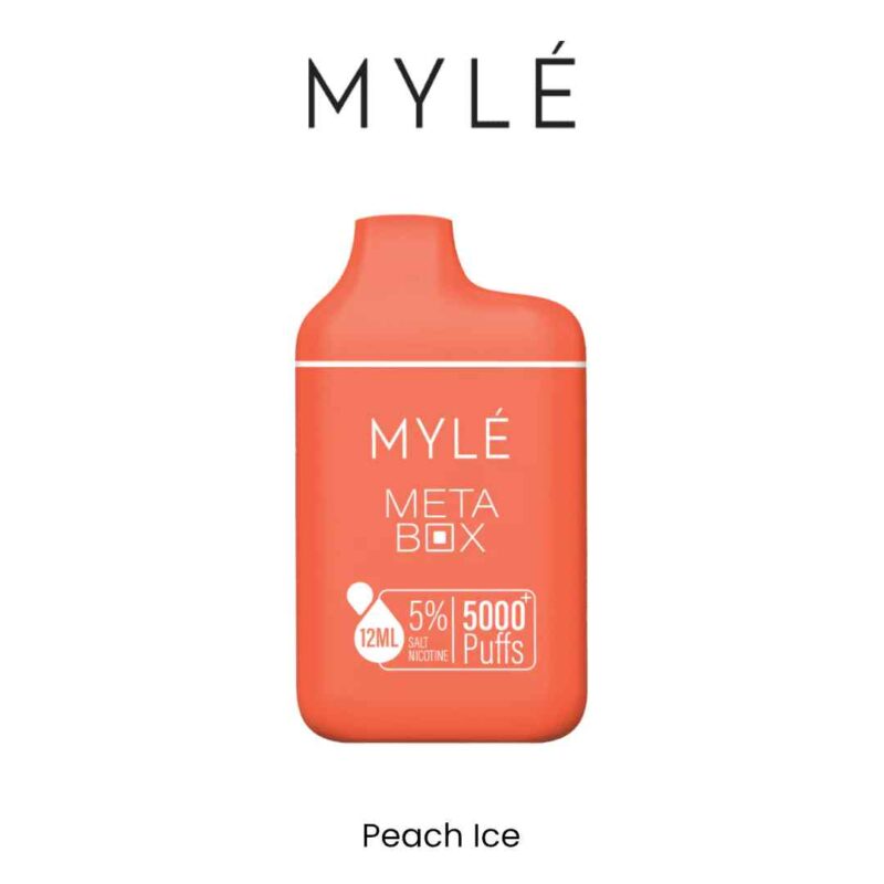 MYLE Meta Box 2% & 5% Nicotine 5000 Puffs Rechargeable Disposable Vape in Dubai Peach Ice