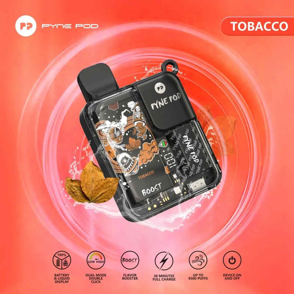 PYNE POD Boost 8500 Puffs 5% Nicotine Disposable Vape Tobacco