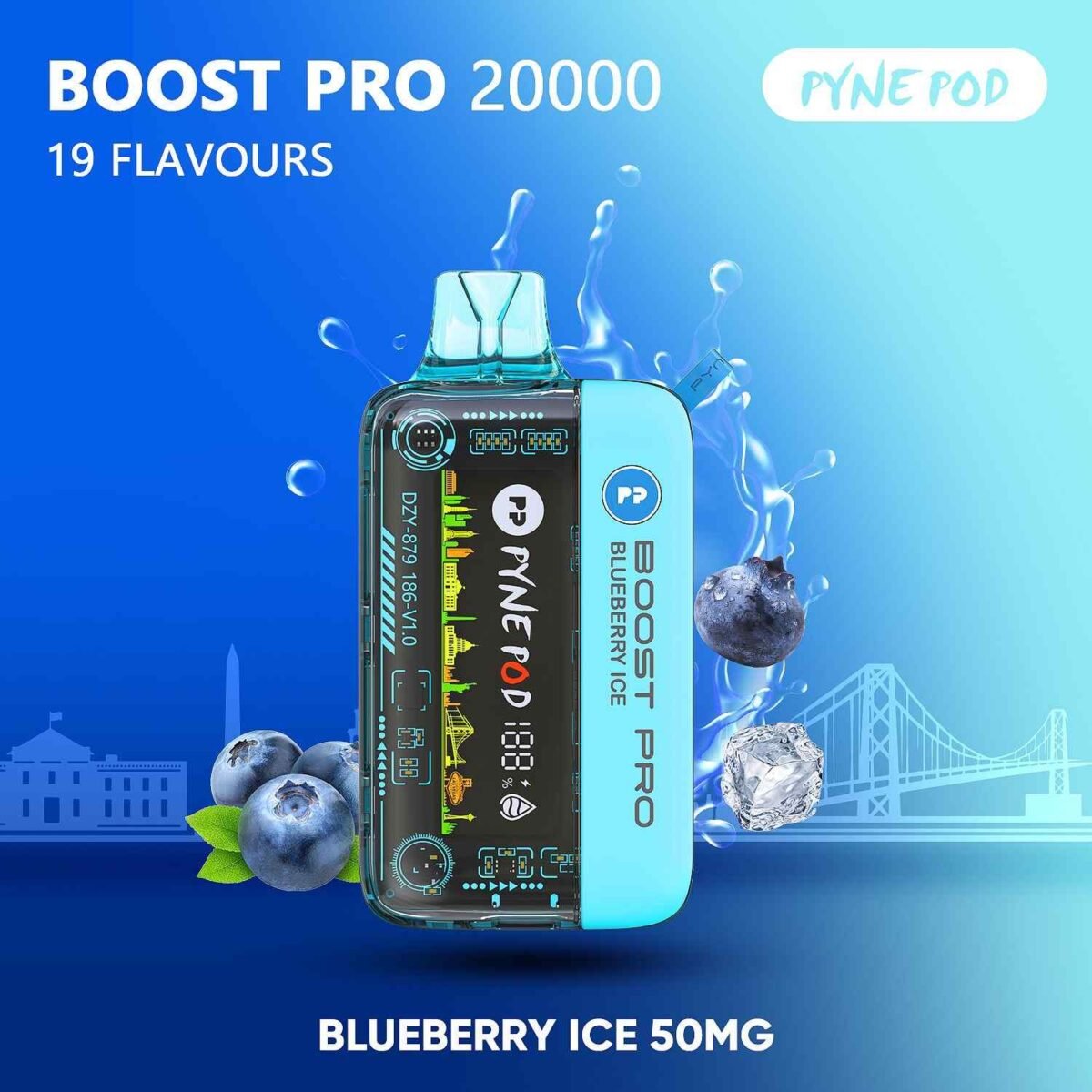 PYNE POD Boost Pro 20000 Puffs 50MG Disposable Vape Blueberry Ice