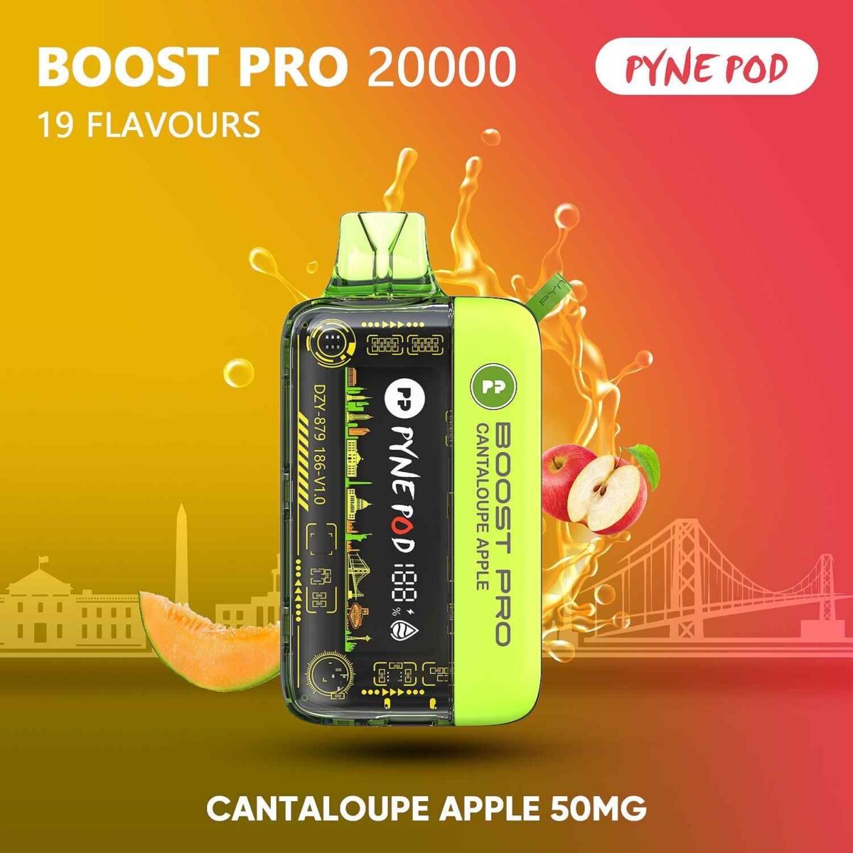 PYNE POD Boost Pro 20000 Puffs 50MG Disposable Vape Cantaloupe Apple
