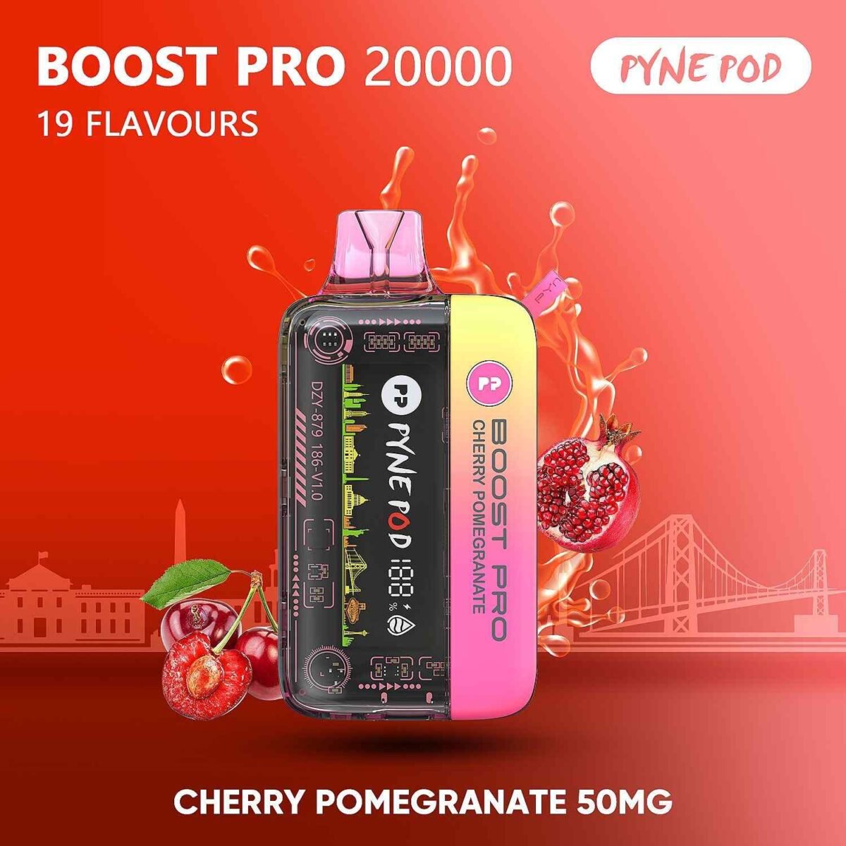 PYNE POD Boost Pro 20000 Puffs 50MG Disposable Vape Cherry Pomegrante