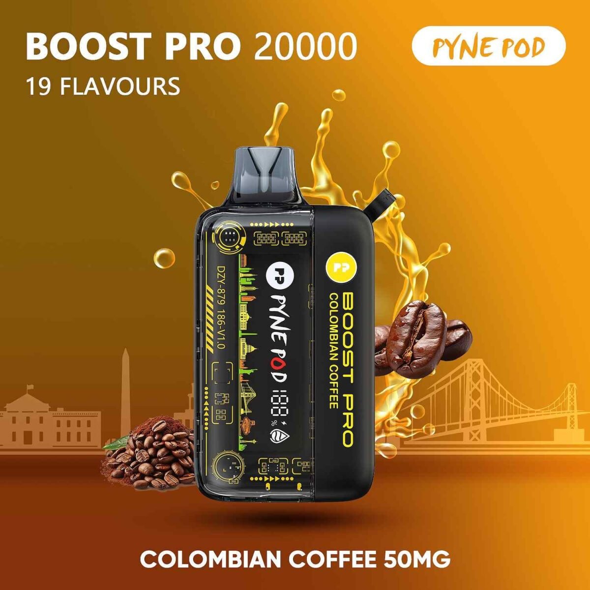 PYNE POD Boost Pro 20000 Puffs 50MG Disposable Vape Colombian Coffee