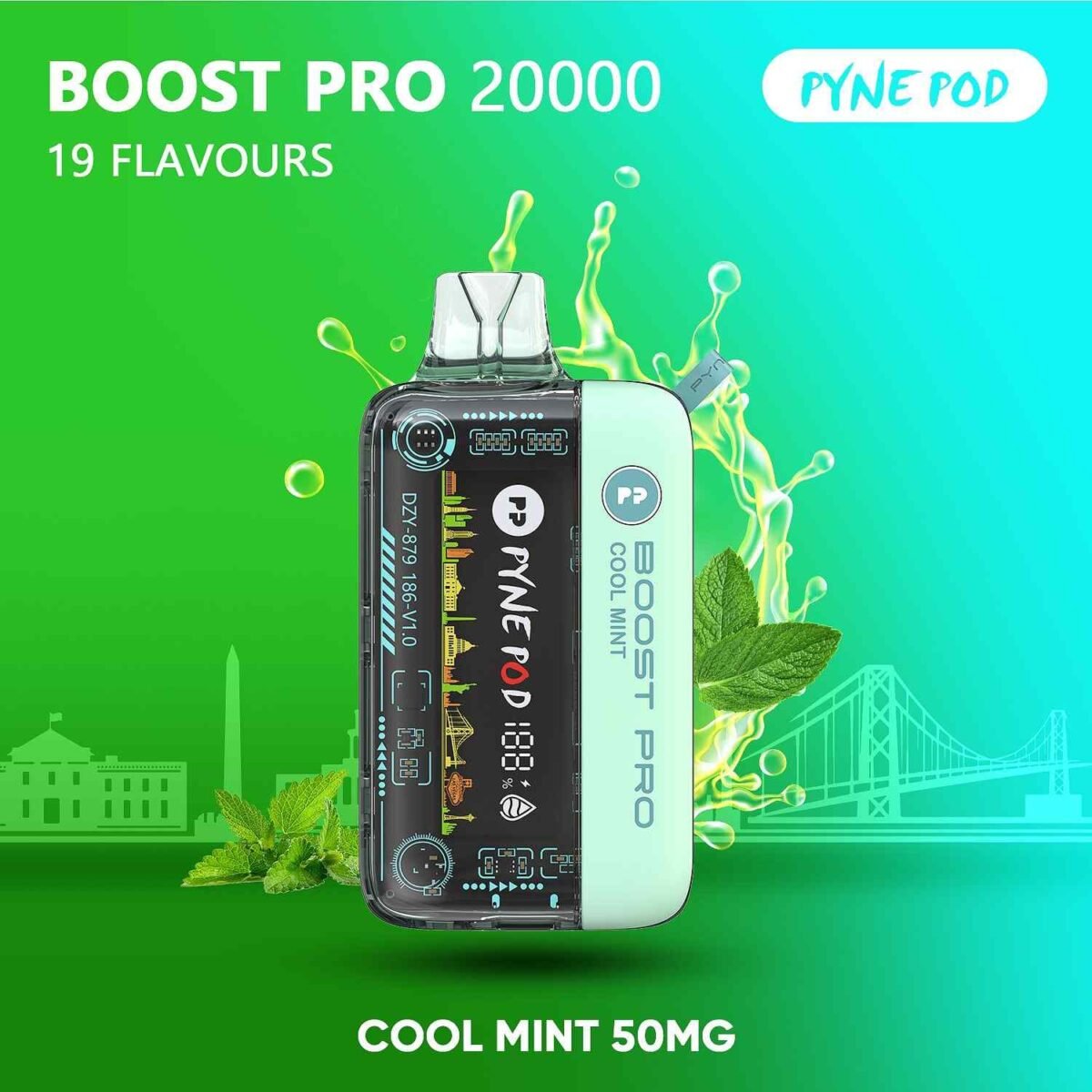 PYNE POD Boost Pro 20000 Puffs 50MG Disposable Vape Cool Mint