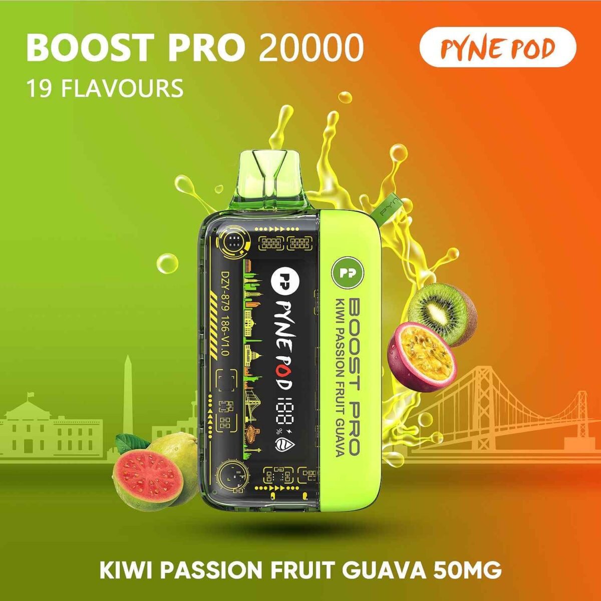 PYNE POD Boost Pro 20000 Puffs 50MG Disposable Vape Kiwi Passion Fruit Guava