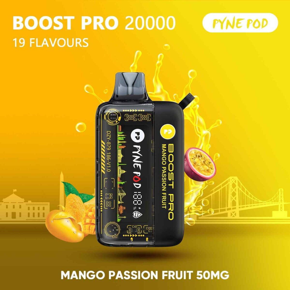 PYNE POD Boost Pro 20000 Puffs 50MG Disposable Vape Mango Passion Fruit