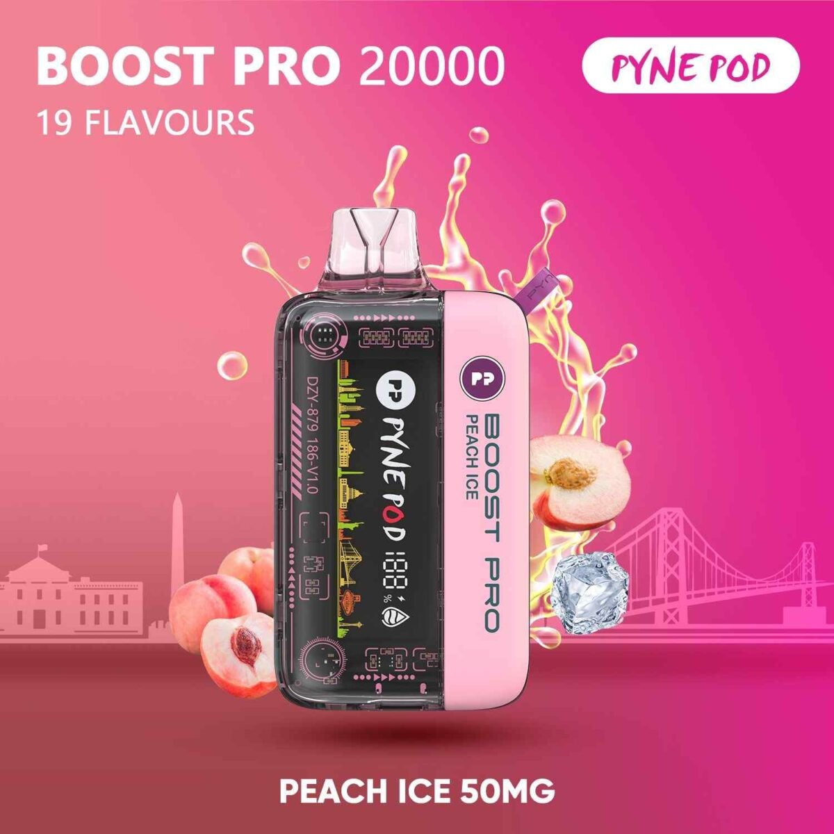 PYNE POD Boost Pro 20000 Puffs 50MG Disposable Vape Peach Ice