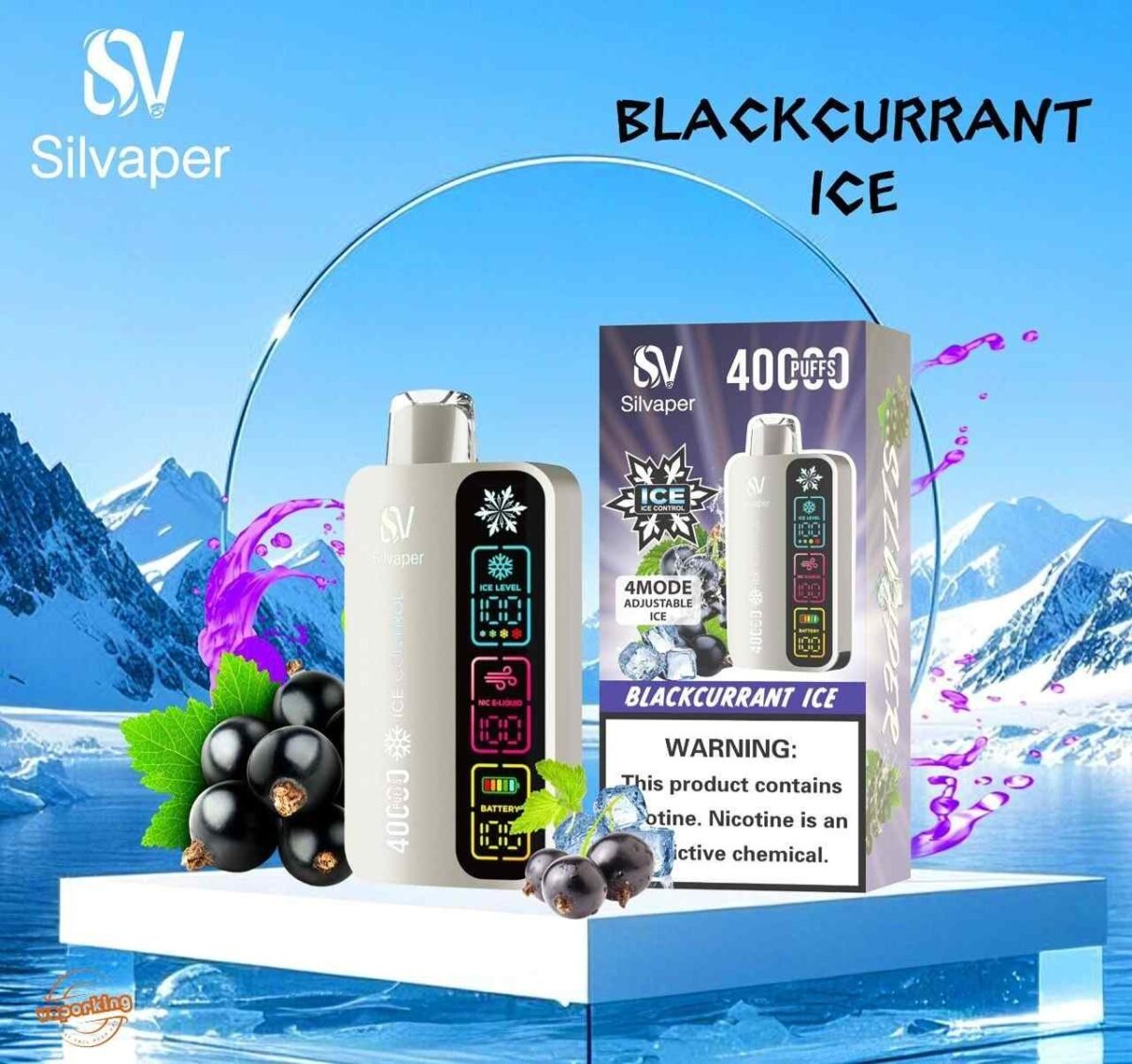 SILVAPER 40000 Puffs 20MG 4 Mode Adjustable Ice Disposable Vape Black Currant Ice