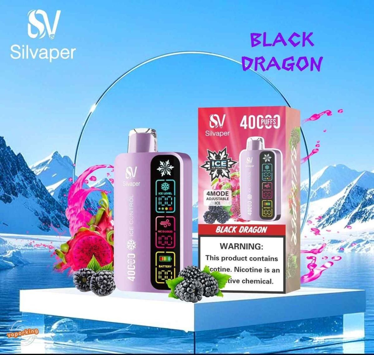 SILVAPER 40000 Puffs 20MG 4 Mode Adjustable Ice Disposable Vape Black Dragon