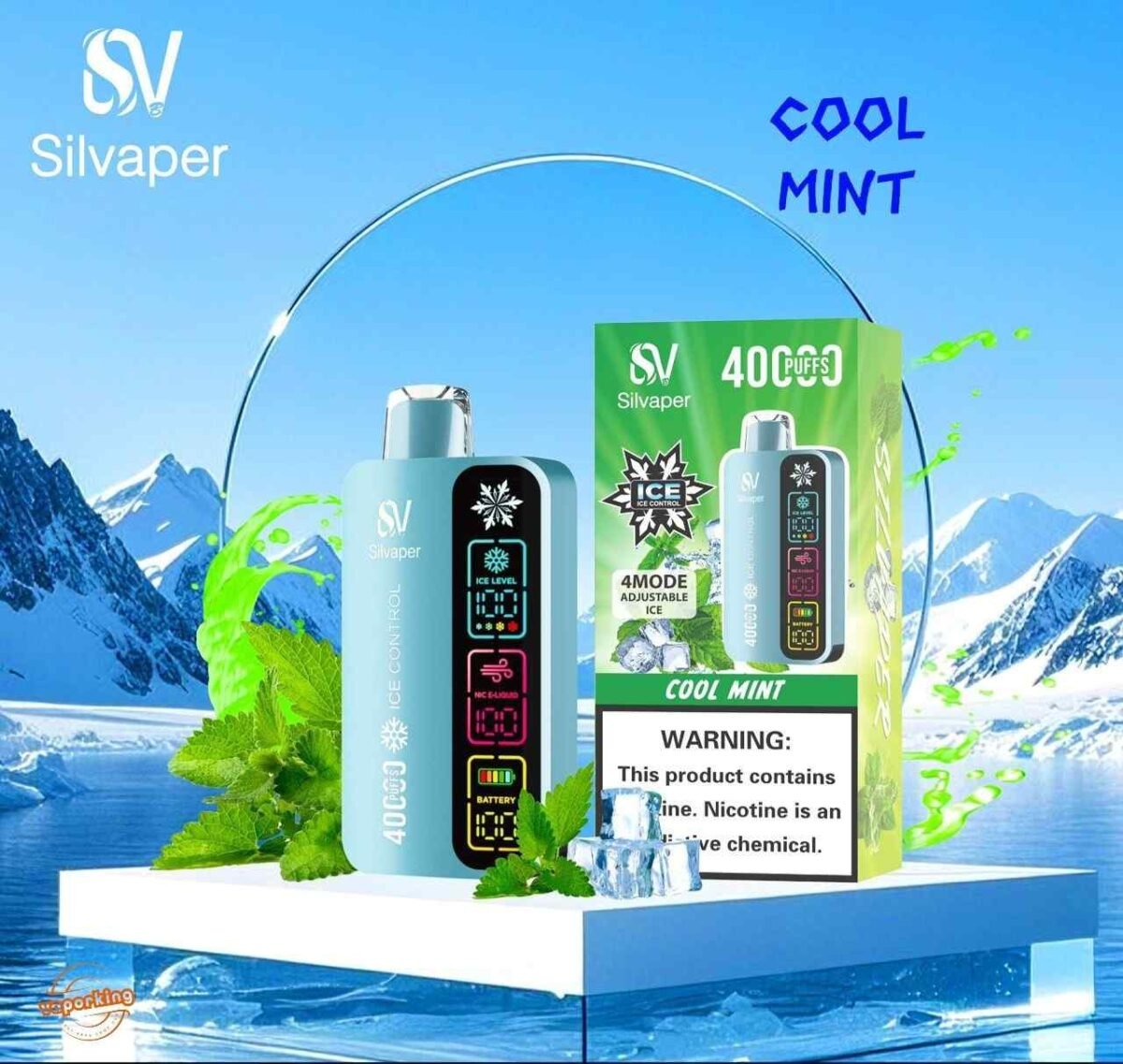 SILVAPER 40000 Puffs 20MG 4 Mode Adjustable Ice Disposable Vape Cool Mint