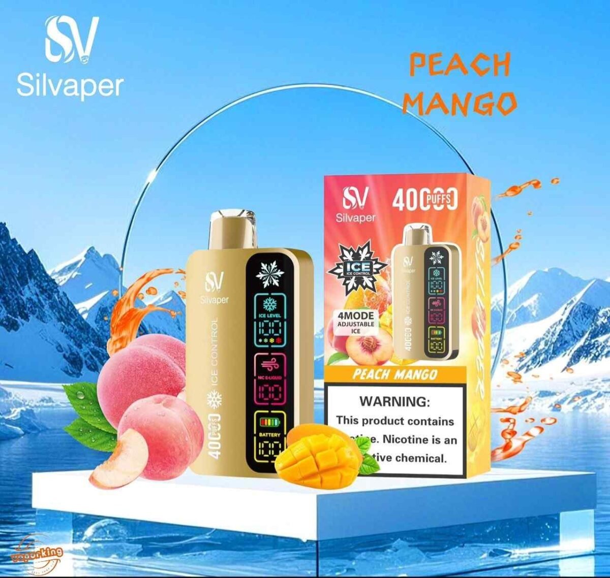 SILVAPER 40000 Puffs 20MG 4 Mode Adjustable Ice Disposable Vape Peach Mango