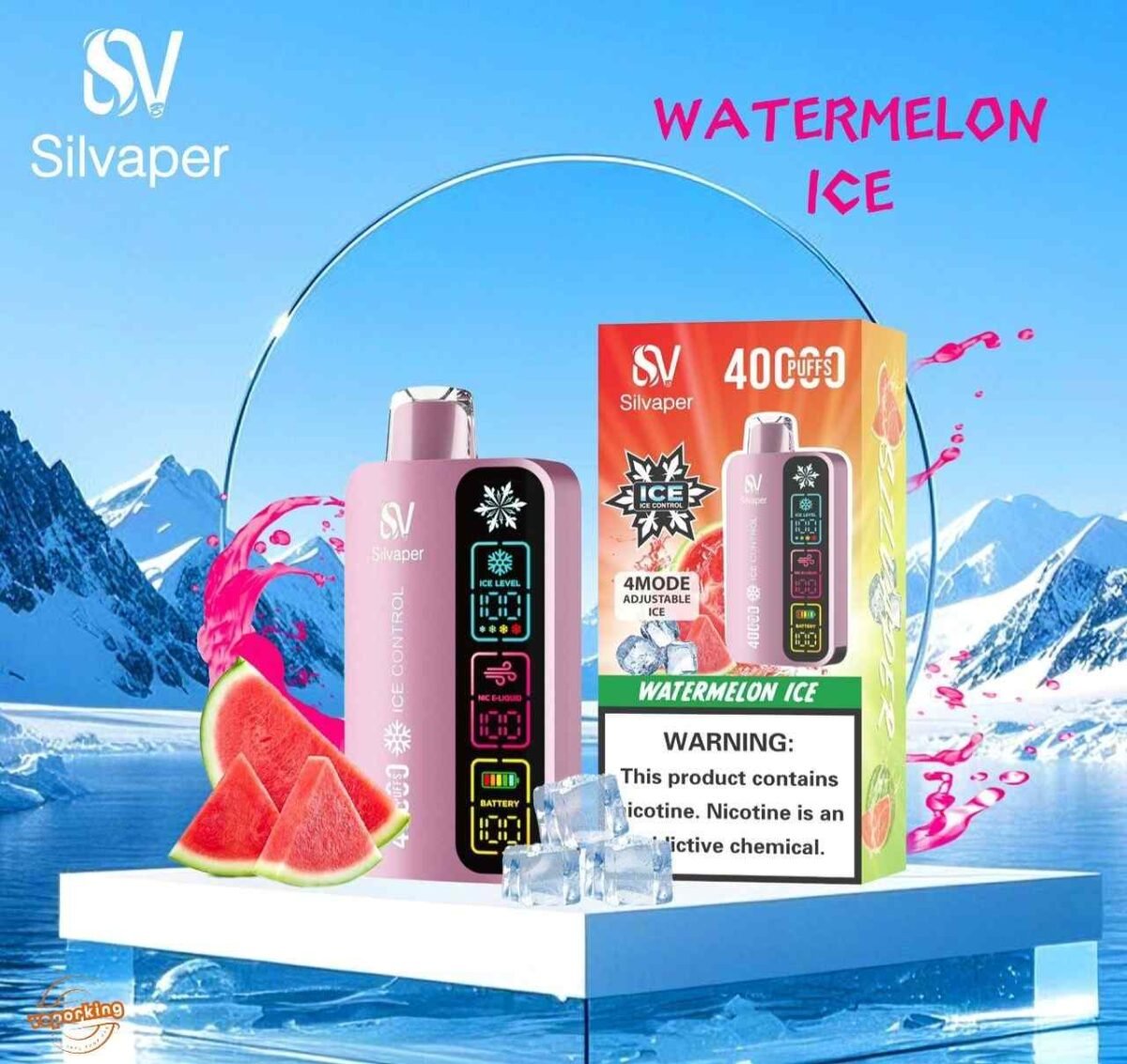 SILVAPER 40000 Puffs 20MG 4 Mode Adjustable Ice Disposable Vape Watermelon Ice
