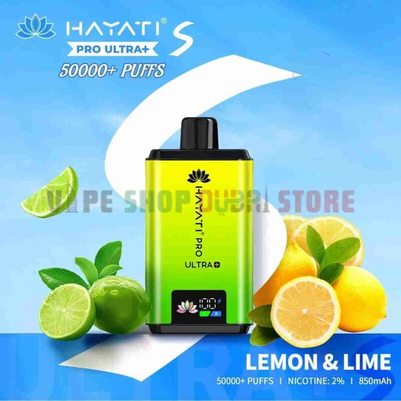 Hayati Pro Ultra+ 50000 Puffs Vape – Ultimate Disposable Vape in Dubai LEMON & LIME