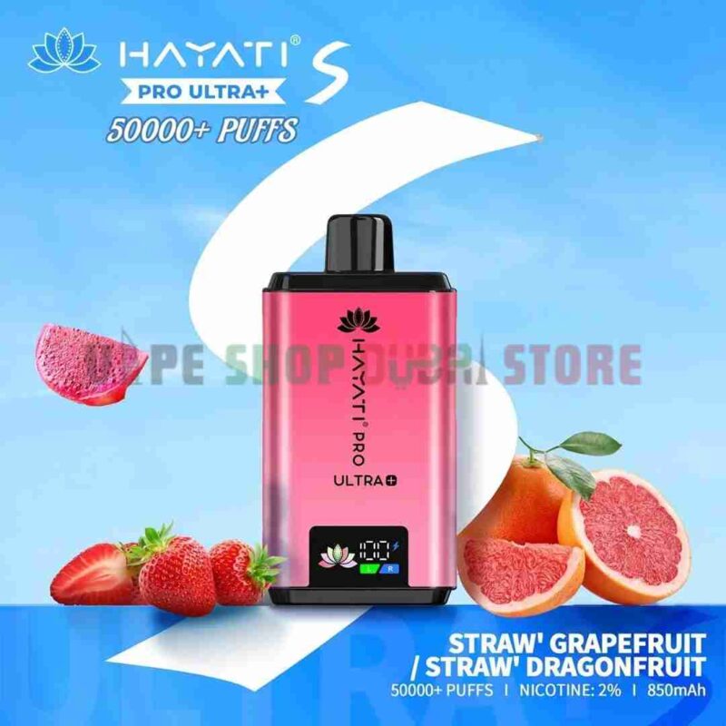 Hayati Pro Ultra+ 50000 Puffs Vape – Ultimate Disposable Vape in Dubai STRAW GRAPEFRUIT OR STRAW DRAGONFRUIT