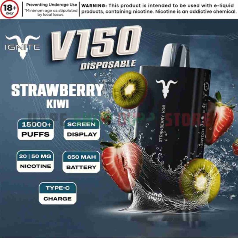 IGNITE V150 15000 Puffs Disposable Vape 50MG – Premium Vaping in Dubai STRAWBERRY KIWI