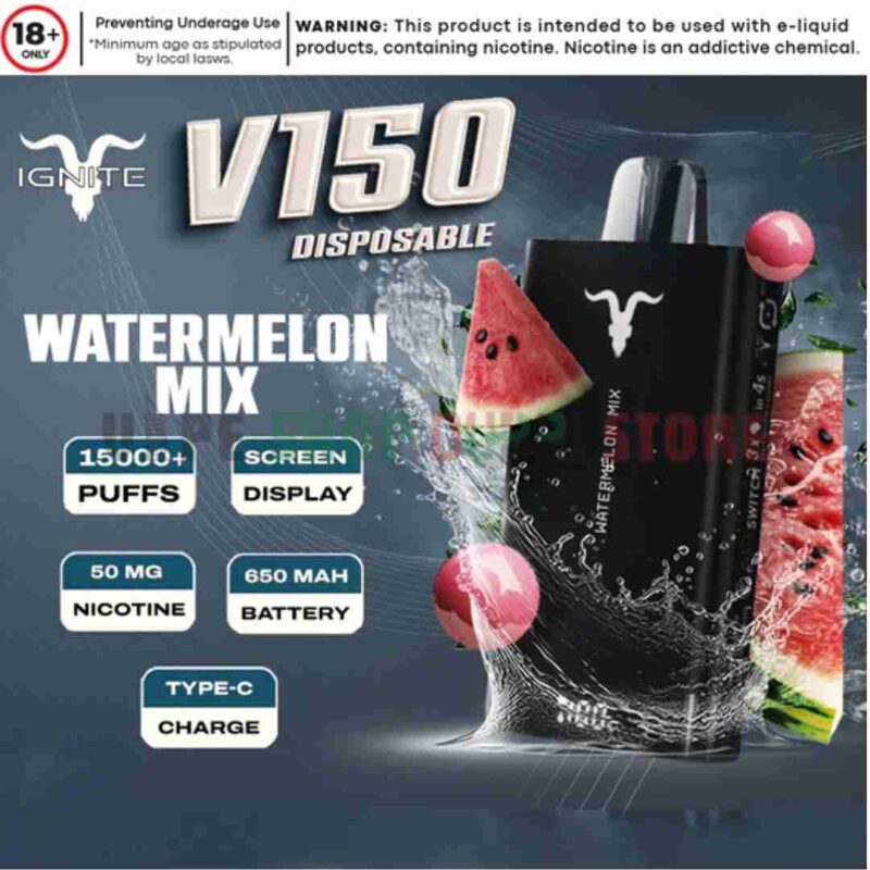 IGNITE V150 15000 Puffs Disposable Vape 50MG – Premium Vaping in Dubai WATERMELON MIX