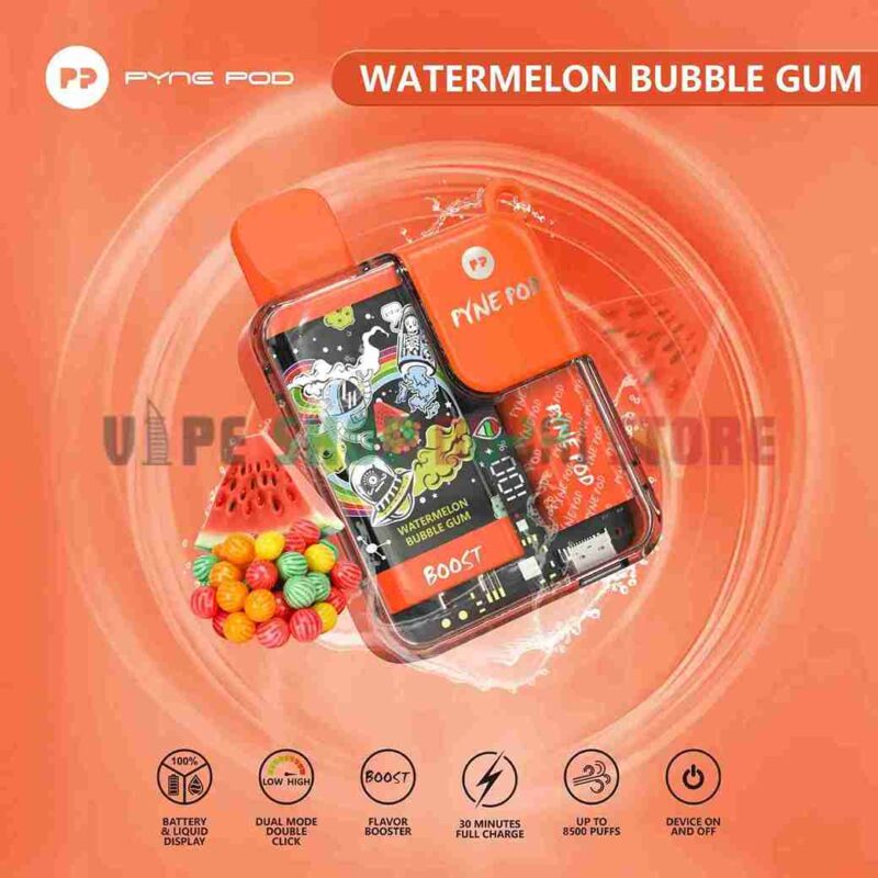 Pyne Pod 8500 Puffs 50Mg Disposable Vape In Dubai WATERMELON BUBBLE GUM