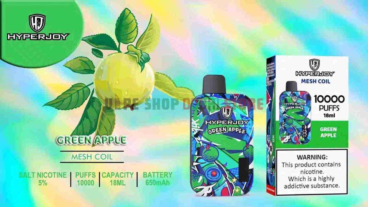 HYPERJOY-Limited-Edition-10000-Puffs-Disposable-Vape-In-UAE-green-apple