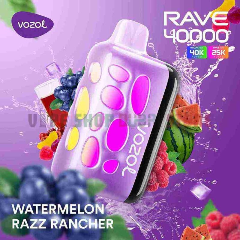 VOZOL Rave 40000 Puffs 50MG Disposable Vape Price in Dubai Watermelon Razz Rancher_1_11zon