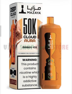 MAZAYA CLOUD AURA 50K Disposable Vape in Dubai mango ice Mazaya Cloud AURA 50000 Puffs Disposable Vape in Dubai mango ice