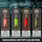 Sultan Shisha 100k Puffs 2mg Nicotine Triple Mesh Disposable Vape In UAE