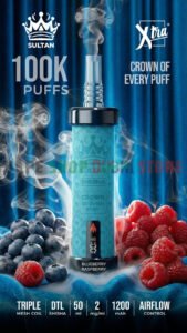 Sultan Shisha 100k Puffs 2mg Nicotine Triple Mesh Disposable Vape In UAE blueberry raspberry