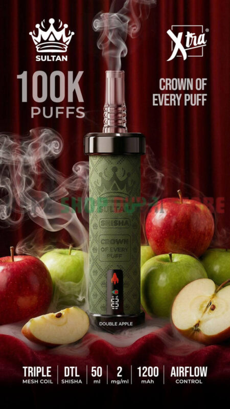 Sultan Shisha 100k Puffs 2mg Nicotine Triple Mesh Disposable Vape In UAE double apple