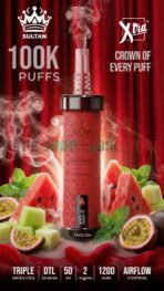 Sultan Shisha 100k Puffs 2mg Nicotine Triple Mesh Disposable Vape In UAE english (Love 66)
