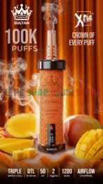 Sultan Shisha 100k Puffs 2mg Nicotine Triple Mesh Disposable Vape In UAE mango