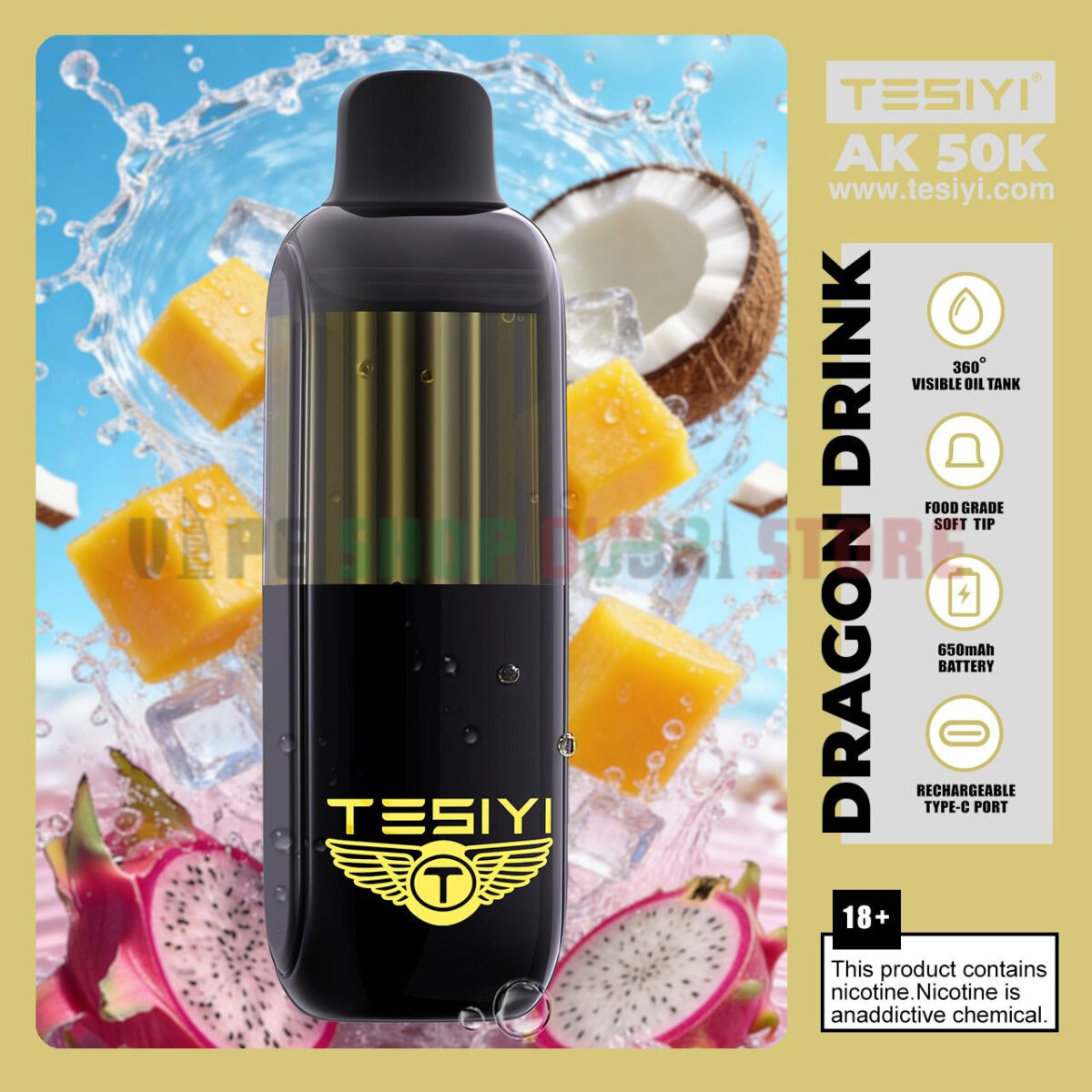 TESIYI AK 50000 Puffs 50mg Disposable Vape in Dubai dragon drink