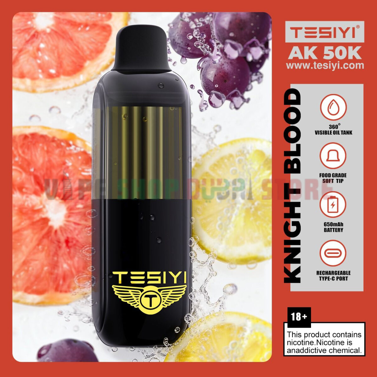 TESIYI AK 50000 Puffs 50mg Disposable Vape in Dubai knight blood