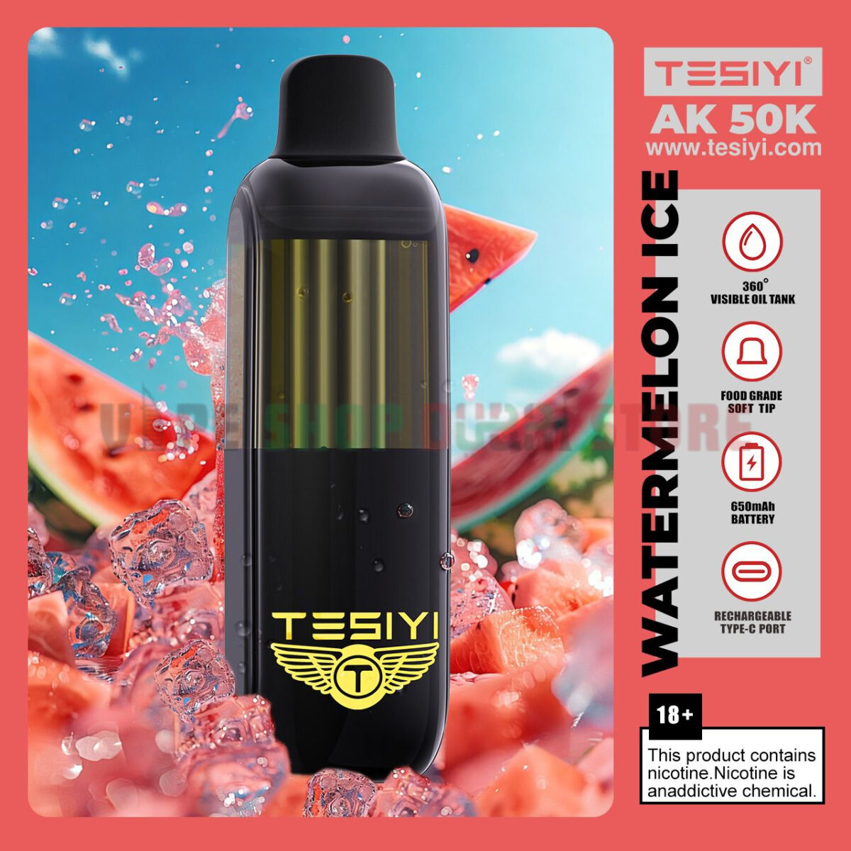 TESIYI AK 50000 Puffs 50mg Disposable Vape in Dubai watermelon ice