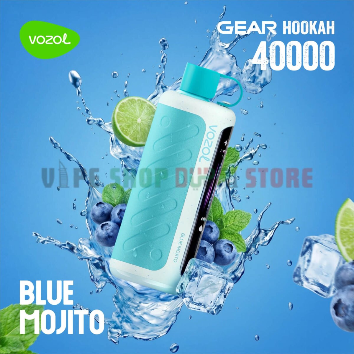 vozol gear hookah 40000 puffs blue mojito