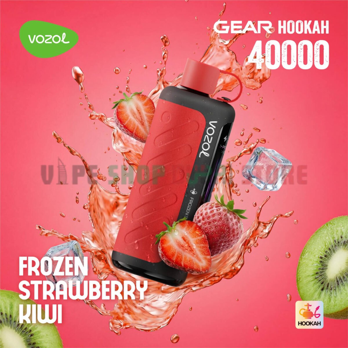vozol gear hookah 40000 puffs frozen strawberry kiwi