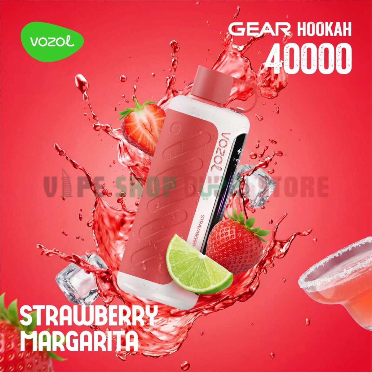 vozol gear hookah 40000 puffs strawberry margarita