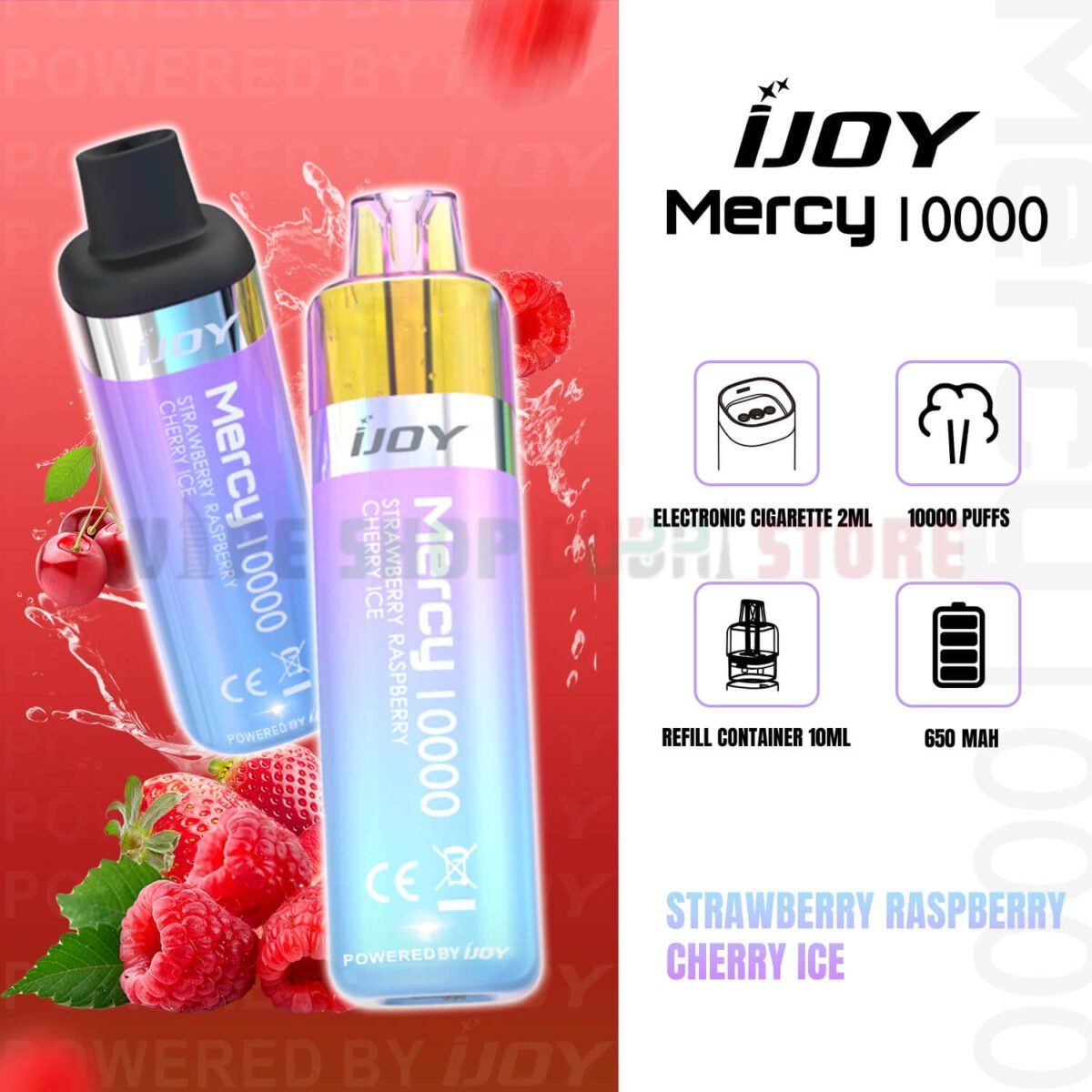 iJoy Mercy 10000 Puffs 20MG Nicotine In UAE STRAWBERRY RASPBERRY CHERRY ICE