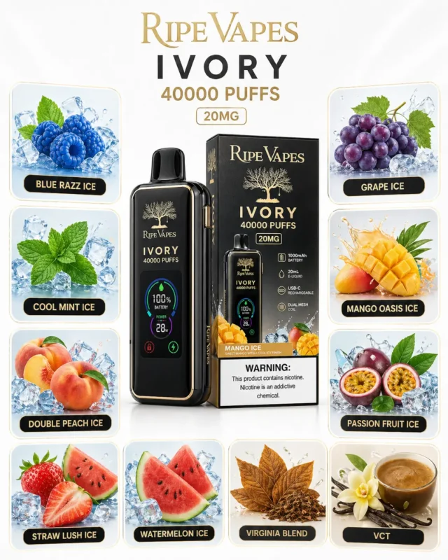 variety flavour of ripe vapes Ivory 40k