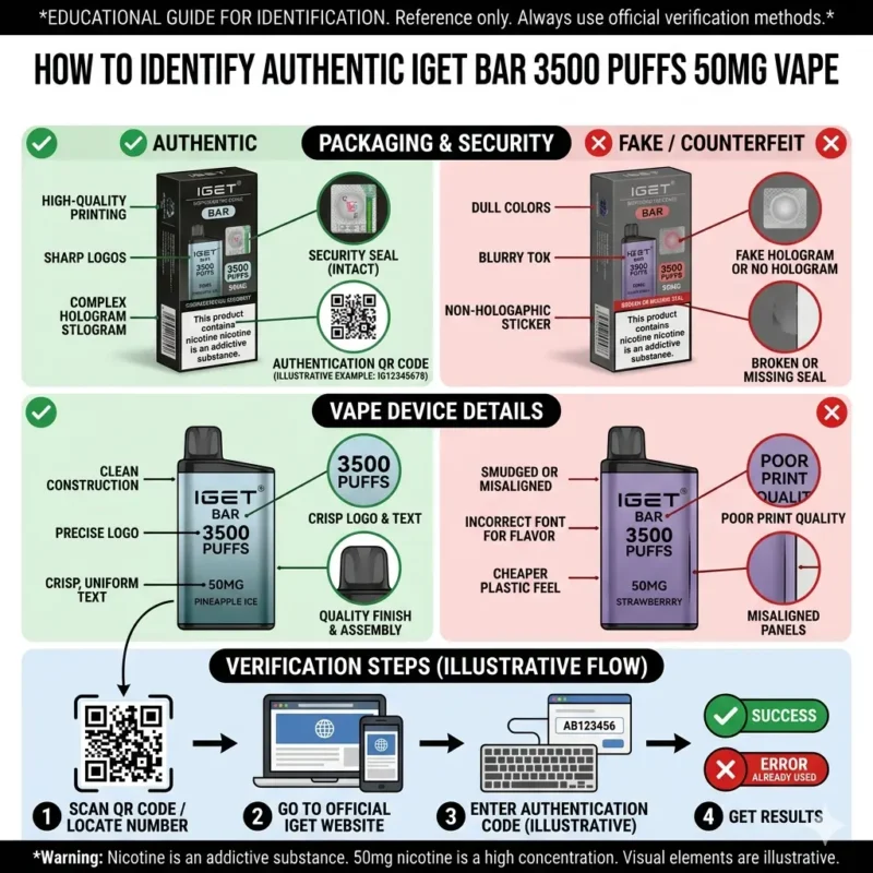 Authenticity Check of IGET Bar 3500 Puffs 50mg